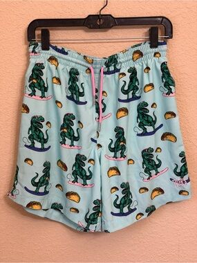 Tyrrell Katz Light Blue Dino & Taco Swim Trunks